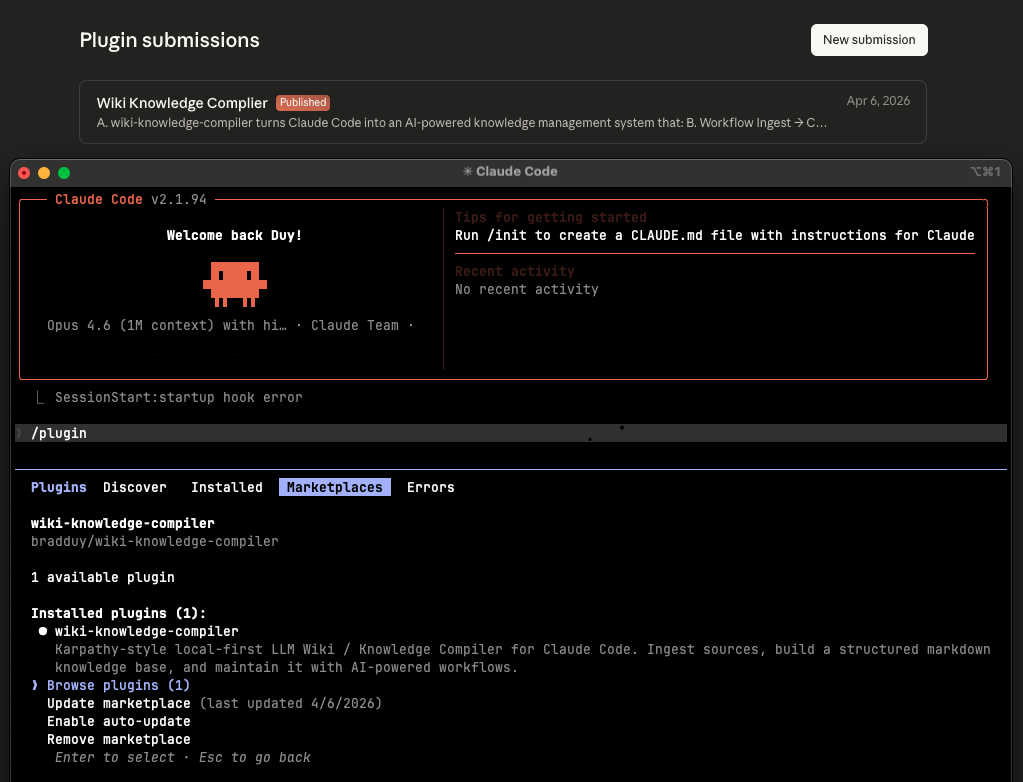 Wiki-Knowledge-Compiler — Anthropic Claude Plugin Publisher certificate